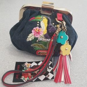 (NWT) Nicole Lee Denim Bird Wriatlet Coin Purse